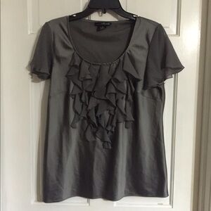 Willi Smith Gray Short Sleeve Blouse sz L